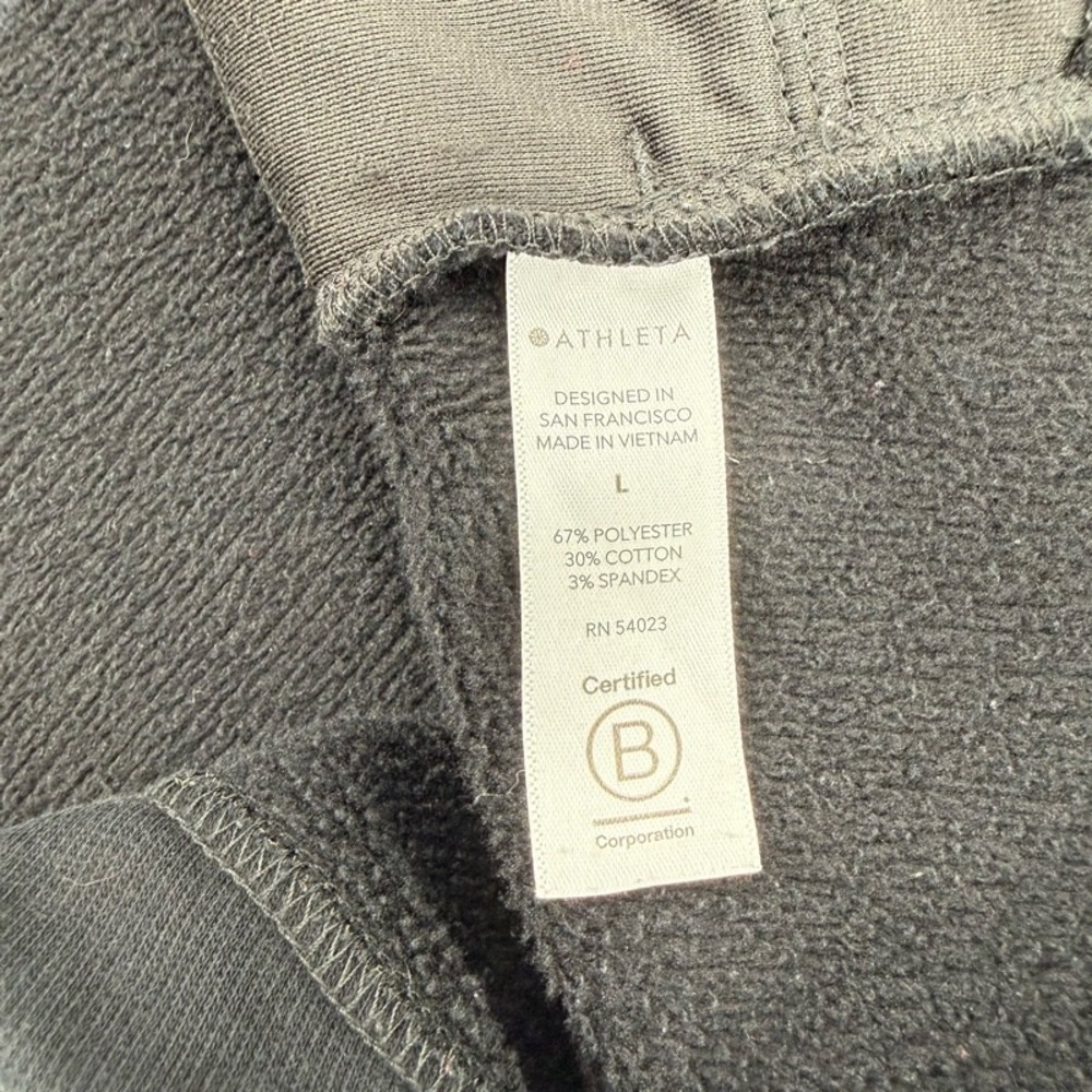 ATHLETA Large Cozy Karma Half Zip Hoodie Black Fleece High-Low Sporty Cozy *FLAW - Picture 4 of 13